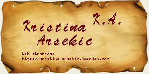 Kristina Arsekić vizit kartica